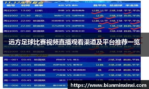 远方足球比赛视频直播观看渠道及平台推荐一览