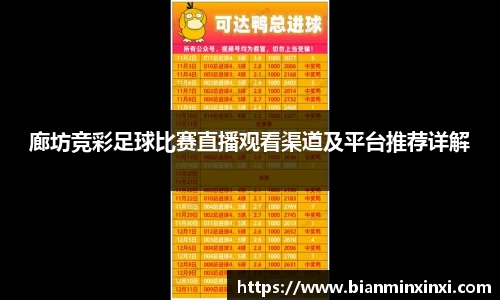 廊坊竞彩足球比赛直播观看渠道及平台推荐详解